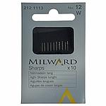MILWARD 212 1113 | Aiguilles à Coudre à la Main Sharps Longues N° 12 – 0,41 x 29,5 mm (1/64" x 1.16") (Boîte de 10 Pièces)