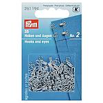 Ganchos y Ojales, Tamaño 2 - Color PLATA - para Fijación de Pantalones, Faldas y Lencería (35 pcs) PRYM # 261194